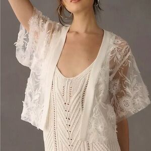 NWOT Anthropology “Current Air” OS White Lace Kimono